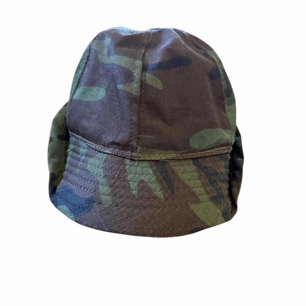 Vintage 80s Woodland Camo Hunting Patrol Cap Ear Flaps Deer Wildlife Lining S